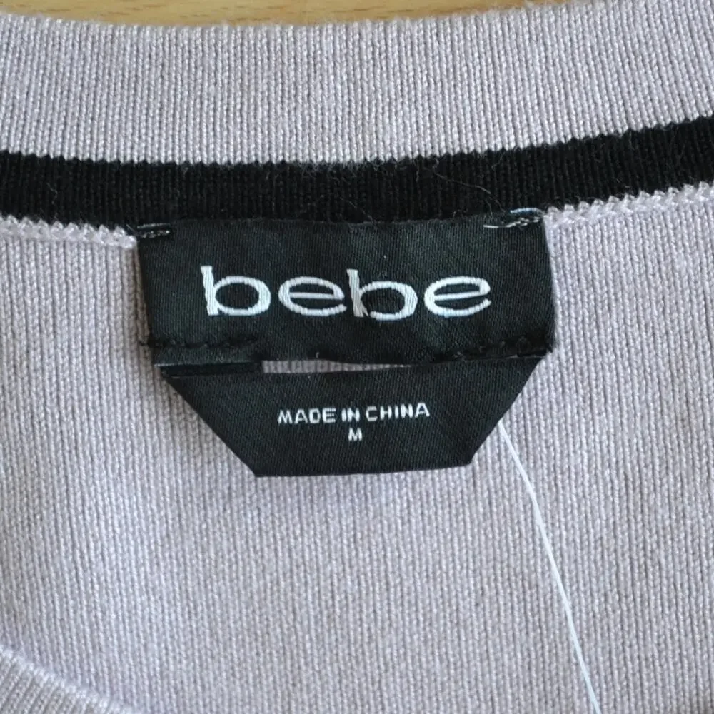 NWT Bebe Cardigan Sweater Purple Black Girl's Size Medium